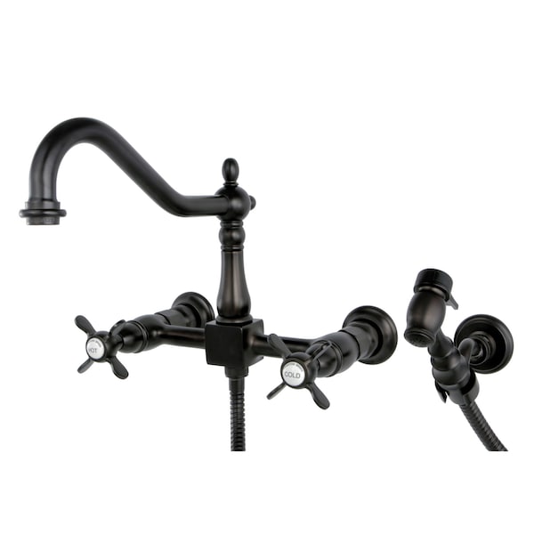KS1245BEXBS 8" Centerset Wall Mount Kitchen Faucet with Brass Sprayer